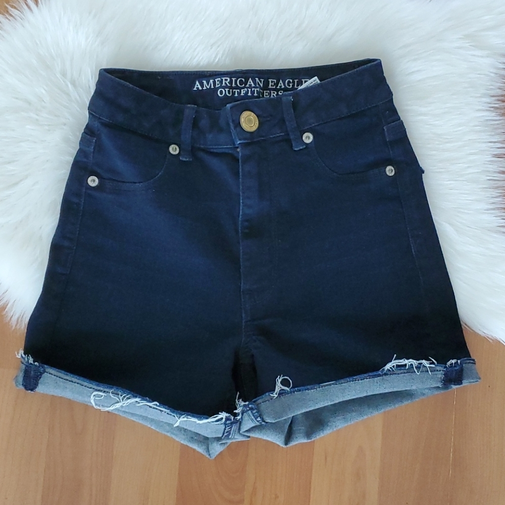 American Eagle dark wash super stretch shorts sz 0